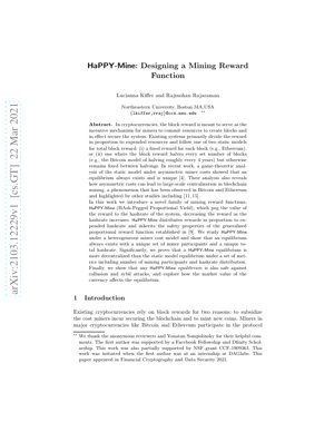 PDF Document Cover - HaPPY-Mine: Designing a Mining Reward Function for Blockchain Decentralization